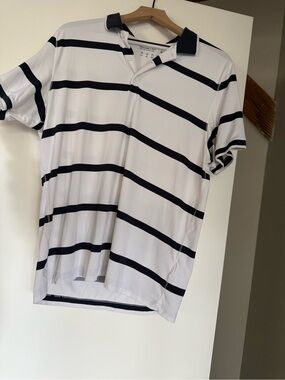 Abercrombie & Fitch White Polo with Navy Stripes